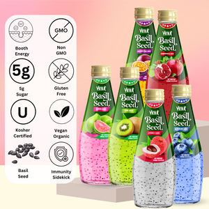 Bebida de Lichi con Semillas de Chía en Lata de Aluminio 290ml Halal Natural Marca Privada VINUT Importador Distribuidor Mayorista OEM ODM - Product Image 3