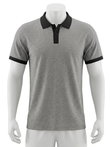 เสื้อเชิ้ตผู้ชายสีเทา-ดำ คอปกพับ แขนสั้น ทรงปกติ ผ้าโพลีเอสเตอร์ 100% สีพื้น ระบายอากาศได้ดี ใส่ได้ทุกฤดู - Product Image 1
