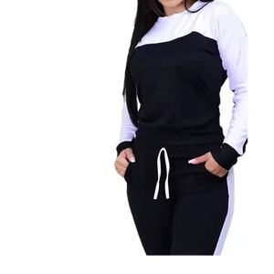 Conjunto Deportivo de Invierno Personalizado para Mujer, 100% Algodón, Sudadera Holgada con Cuello Redondo y Pantalones Deportivos de Pierna Ancha - Product Image 5