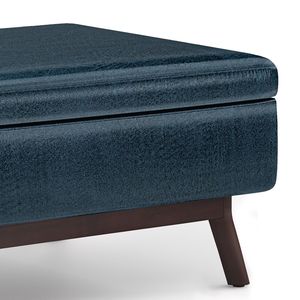 Owen Distressed Dark Blue Storage Ottoman Coffee <b>Table</b> <b>Stool</b> & Ottoman - Product Image 6