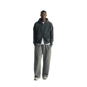 Sweat-shirt à capuche surdimensionné pour homme, fermeture éclair, couleur unie, en molleton de coton, décontracté, pour l'automne - Product Image 3