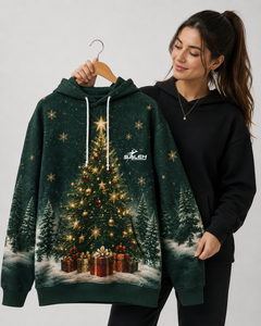 <b>Festive</b> Christmas <b>Hoodie</b> Unisex Winter Fleece Pullover Oversized Sweatshirt Holiday Graphic Street Fashion Clothing 100% Cotton - Product Image 4
