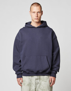 Unisex Oversized Navy Hoodie 500GSM Heavyweight Cotton Fleece Streetwear Plain Pullover Sweatshirt Men's Hoodies Sweatshirts - Product Image 4