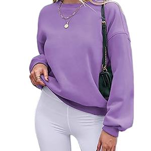 Sweat-shirt à col rond thermique Sweat-shirt à col rond à motif de logo de couleur personnalisée pour femmes en coton tricoté - Product Image 1