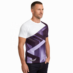 Men's <b>Geometric</b> Pattern Short Sleeve Jersey T-<b>Shirt</b> O-Neck Quick Dry Loose Sporty Design Eco-Friendly for White Silk Screen - Product Image 3
