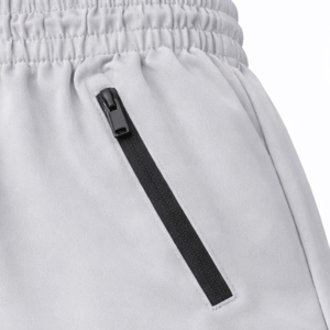 Men's Light Gray Solid Color Knitted <b>Shorts</b> Elastic Waist Casual Style with Zipper Pockets Mid Length - Product Image 4