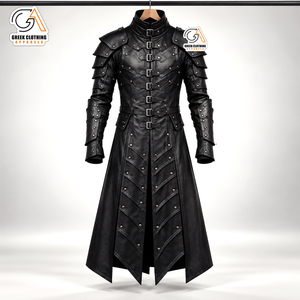 HEMA <b>Men's</b> <b>Long</b> <b>Black</b> Vintage Quilted Windproof Waterproof <b>Jacket</b> with Rivets and Zipper Closure Winter Wear Custom Requirements - Product Image 4