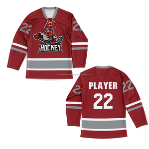 Maillot de hockey sur glace bleu personnalisé pour hommes, sublimé, col en V, fermeture à nouer, manches longues, numéro d'équipe, uniforme 100 % polyester écologique - Product Image 4