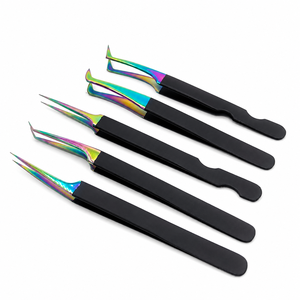 Matte Black <b>Rainbow</b> Powder Coated Japanese Stainless Steel Lash Tweezers <b>Top</b> Quality Custom Eyelash Extension Tweezers - Product Image 6