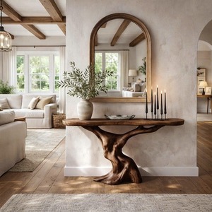 Table console en bois naturel, design inspiré, faite à la main, décoration unique pour entrée, meuble en bois massif de style farmhouse - Product Image 1