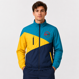 Chaqueta cortavientos para hombre con cierre completo, capucha ajustable y ajuste cómodo para actividades al aire libre y casuales. - Product Image 1