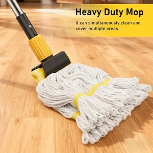 Mop in Cotone Resistente per Uso Commerciale e Industriale, Mop Umido per Pulizia Pavimenti con Manico Lungo in Acciaio Inox per Casa e Cucina - Product Image 5