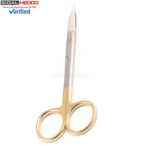 Tijeras Goldman Fox de 5 Pulgadas con Insertos de Carburo de Tungsteno, Mango Chapado en Oro, Precisión Quirúrgica, Certificación CE - Product Image 3