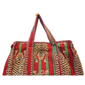 Bolso Tote de Algodón Puro Hecho a Mano, Estilo Bohemio Indio Vintage, Acolchado, para Playa, Fiesta, Viajes, Compras, con Cierre de Cremallera - Product Image 5