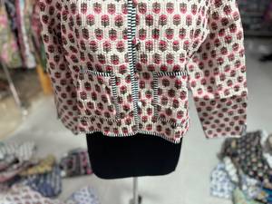 Hand Embroidered <b>Quilted</b> Cotton <b>Jacket</b> Mandarin Collar Single Button Closure Full Sleeve Geometric <b>Pattern</b> Women's Autumn Wear - Product Image 3