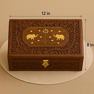 Caja de Joyería Artesanal de Madera de Sheesham con Incrustaciones de Latón |   Venta al por Mayor B2B - Product Image 4