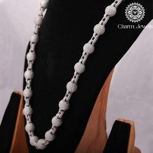 สร้อยคอ Charm_Jewells แบบ unisex ประดับเพชรโมอิสซาไนต์ทรง Brilliant Cut พร้อมสายแบบ Ball Chain เงินแท้ 925 ชุบทอง 14K สไตล์หรูหรา ฮิปฮอป ได้รับการรับรองจาก IGI - Product Image 4