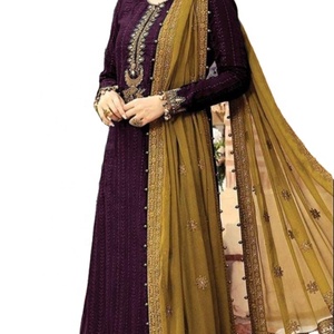 2023 vente chaude indien pakistanais mode dernière mousseline de soie de coton brodé Salwar Kameez robe lourde maçonnerie luxe fantaisie - Product Image 1