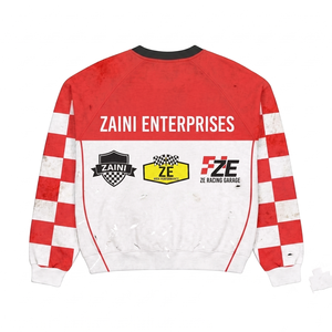 420 GSM Premium Cotton Polyester Fleece Pullover <b>Sweatshirt</b> <b>Red</b> White Racing Panel Design <b>Sweatshirts</b> for <b>Men</b> - Product Image 2