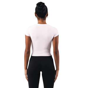 T-shirt à manches courtes double couche pour femme, rose thé, doux, extensible, idéal pour la gym, le yoga, l'entraînement et les loisirs sportifs - Product Image 2