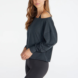 Sweat-shirt ample à col bateau et manches chauve-souris pour femme, sexy, à épaules dénudées, idéal pour l'entraînement, vente en gros sous marque privée - Product Image 5
