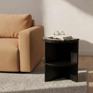 Table d'appoint et de chevet moderne pour salon et chambre, avec étagère, fabriquée au Vietnam en bois d'hévéa écologique et placage MDF, garantie 1 an - Product Image 6