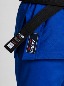Kimono de judo AERO AFI bleu, style uniforme unisexe, patch durable, tissu polyester/coton 480g, tenue de compétition, coupe ample - Product Image 6