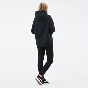 INDEX <b>Women's</b> <b>Black</b> Hooded Sweatshirt Long Sleeve Solid Color Oversized <b>Fleece</b> Casual Autumn Wear - Product Image 2