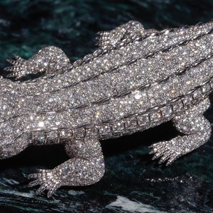 Rose Gold Plated & 14K Gold Plated Silver Alligator Crocodile Shape Moissanite <b>Statement</b> <b>Necklace</b> for Wedding Party Gift - Product Image 3