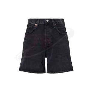 Shorts de Mezclilla de Cintura Alta para Mujer, Corte Recto, Casuales, de Verano, Color Sólido, Tela de Algodón, Corte Regular, con Cierre de Botones - Product Image 1