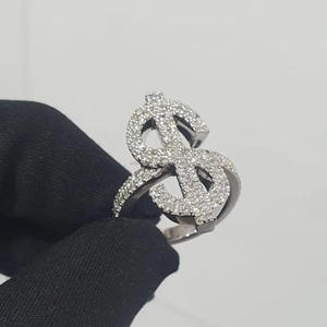 Moissanite Diamond Dollar Sign <b>Ring</b> for <b>Men</b> Iced Out Money Symbol Statement <b>Ring</b> Luxury Hip Hop Bling Micro Pave Sterling <b>Silver</b> - Product Image 1