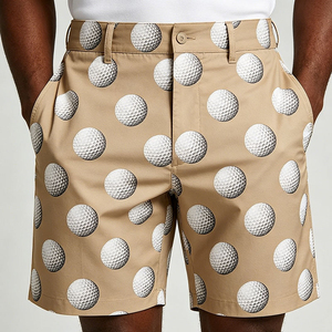Men's Customized Colors Sublimation <b>Glitter</b> Print Golf <b>Ball</b> Board Shorts Mid Rise Button Fly Casual Breathable Quick Dry Pockets - Product Image 1