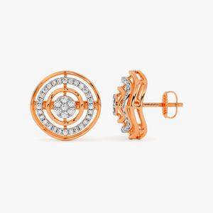 Rose Gold Diamond <b>Stud</b> Earrings Round Brilliant Cut Lab grown White Diamond Women's Wedding Jewelry 10K 14K 18K 925 & 935 <b>silver</b> - Product Image 4