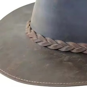 Sombrero de Vaquero de Cuero, Estilo Casual, Ala Corta, Vintage, Deportivo, para Exteriores, Unisex, para Adultos, Ajustable, Protección Solar, para las Cuatro Estaciones - Product Image 3
