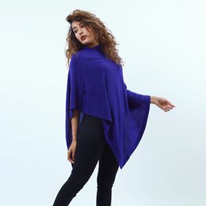 100% cachemire Pashmina femmes élégant hiver chaud plat tricoté Poncho confortable côté-cou Design nouveau à la mode longueur moyenne - Product Image 3