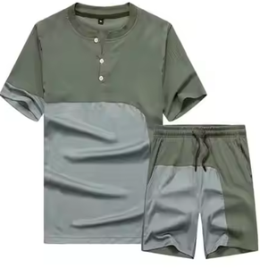 Summer Sports and Short Sleeved Shorts Set Cotton T-<b>Shirt</b> Oversized With Black Breathable Short Full Set - Product Image 1