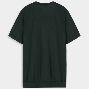 T-shirt à manches courtes en tricot surdimensionné pour homme, col rond, couleur unie, style décontracté, longueur normale, noir - Product Image 2