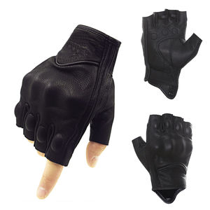 Fingerless Half Finger Goatskin Leather Motorcycle <b>Glove</b> <b>Touchscreen</b> Best Quality Product Motorbike <b>Gloves</b> Cheap Price OEM - Product Image 2