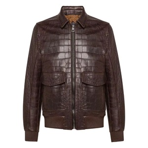 Premium Python Texture <b>Leather</b> <b>Jacket</b> Men Biker Genuine Cowhide Designer OEM ODM Manufacturer Sample Service Available - Product Image 6