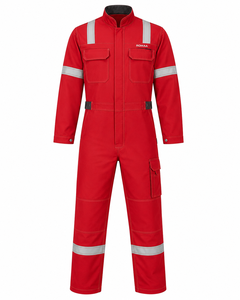 Red Silver Hi Vis Industrial Work Coverall Heavy Duty <b>Overall</b> Cargo Pockets Adjustable Cuffs Reinforced Stitching Spandex - Product Image 1