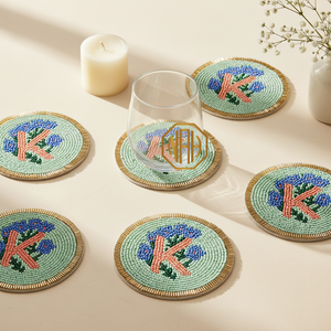 Posavasos Decorativos de Vidrio Hechos a Mano con Iniciales, para Mesa, Hogar, Ocasiones Especiales, Ecológicos, Redondos, Modernos, 2026 - Product Image 2