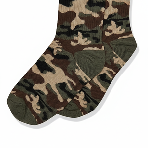 Chaussettes de sport personnalisées en gros, imprimé camouflage marron, pour jeunes, chaussettes de sport mi-mollet et basses - Product Image 2