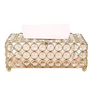 Boîte à mouchoirs en cristal plaqué or, rectangulaire géométrique, décorative pour la maison, le salon, les mariages et les fêtes - Product Image 3