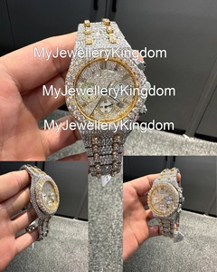 Luxury Yellow Gold Stainless Steel & Moissanite Round <b>Case</b> Chronograph <b>Watch</b> with 10 Bar Water Resistance and No Clasp - Product Image 3