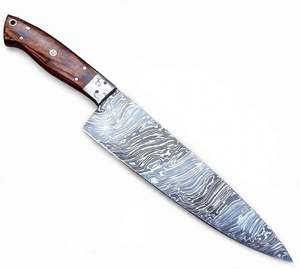 Cuchillo de Chef Artesanal de Acero de Damasco con Mango de Madera de Palisandro, Herramienta de Cocina para Rebanar - Product Image 1