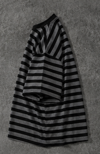 เสื้อเชิ้ตลำลองผ้าฝ้ายลายทางสำหรับผู้ชาย แขนสั้น ปกพับได้ - Product Image 4