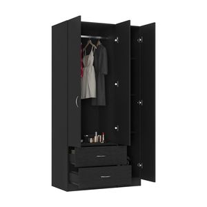 Clark camera da letto nero tre porte armadio elegante armadio per camera da letto di stoccaggio - Product Image 4