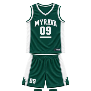 Ensemble d'uniformes de basketball personnalisés pour hommes, vert et blanc, maillot sans manches à col en V et short avec empiècements latéraux, nom et numéro de l'équipe, vêtements en gros - Product Image 2