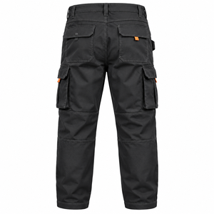 Men's <b>Black</b> Cargo <b>Work</b> <b>Pants</b> High Waist Multiple Pockets Breathable Canvas Style Straight Fit Autumn Wear - Product Image 2