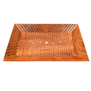 Plateau de service en bois moderne, élégant plateau en bois naturel pour table basse, organisateur de cuisine et décoration intérieure, plateau en bois design - Product Image 1